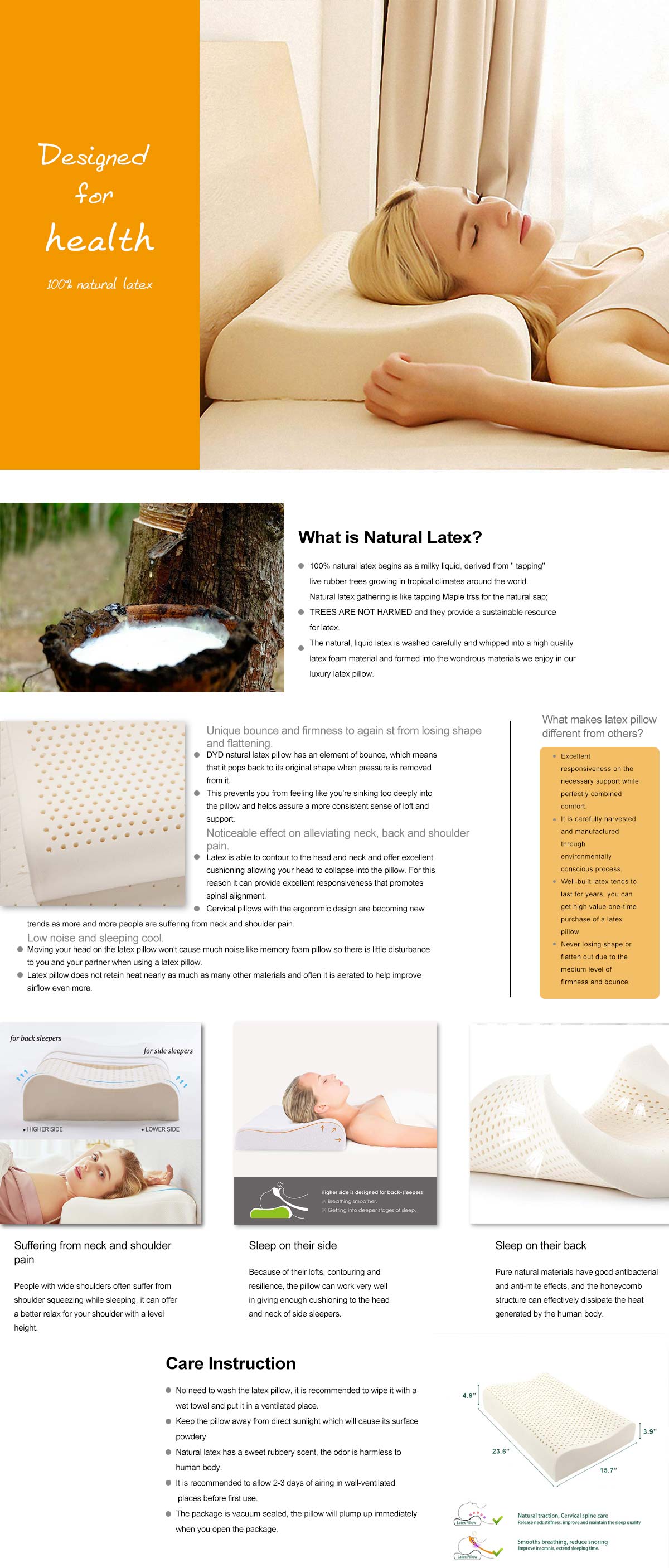 100% Natural Latex Pillow